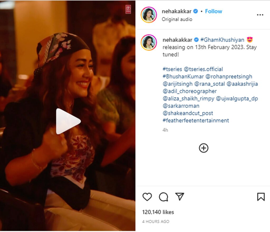 Watch this cute video of Neha Kakkar cheering for husband Rohanpreet during the shoot of their upcoming song ‘Gham Khushiyan’! 2 neha ig