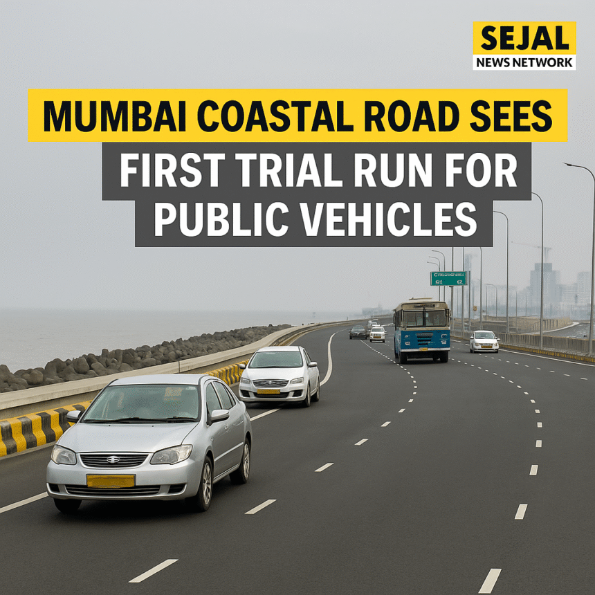 Mumbai Coastal Road Sees First Trial Run for Public Vehicles
